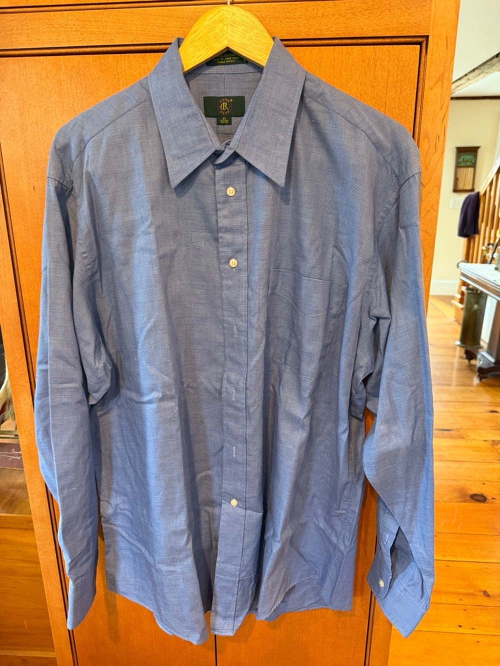 Club Room Men's Blue Long-Sleeve Dress Shirt 17, 34/35